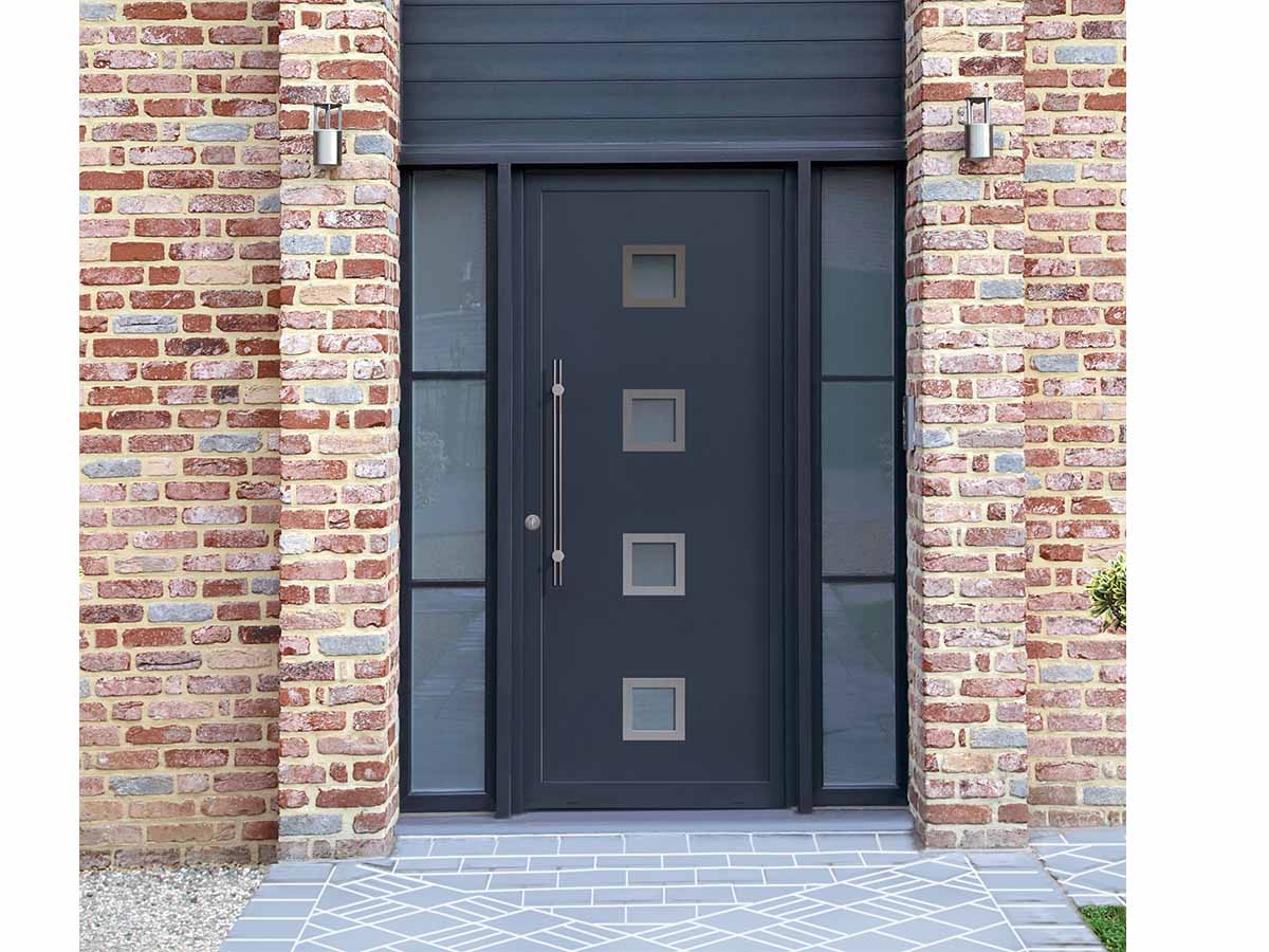 Porte d’entrée moderne avec volet roulant
